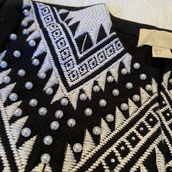 H&M Beaded Embroidered Crop Black & White Jacket - 6 - Picture 10 of 16